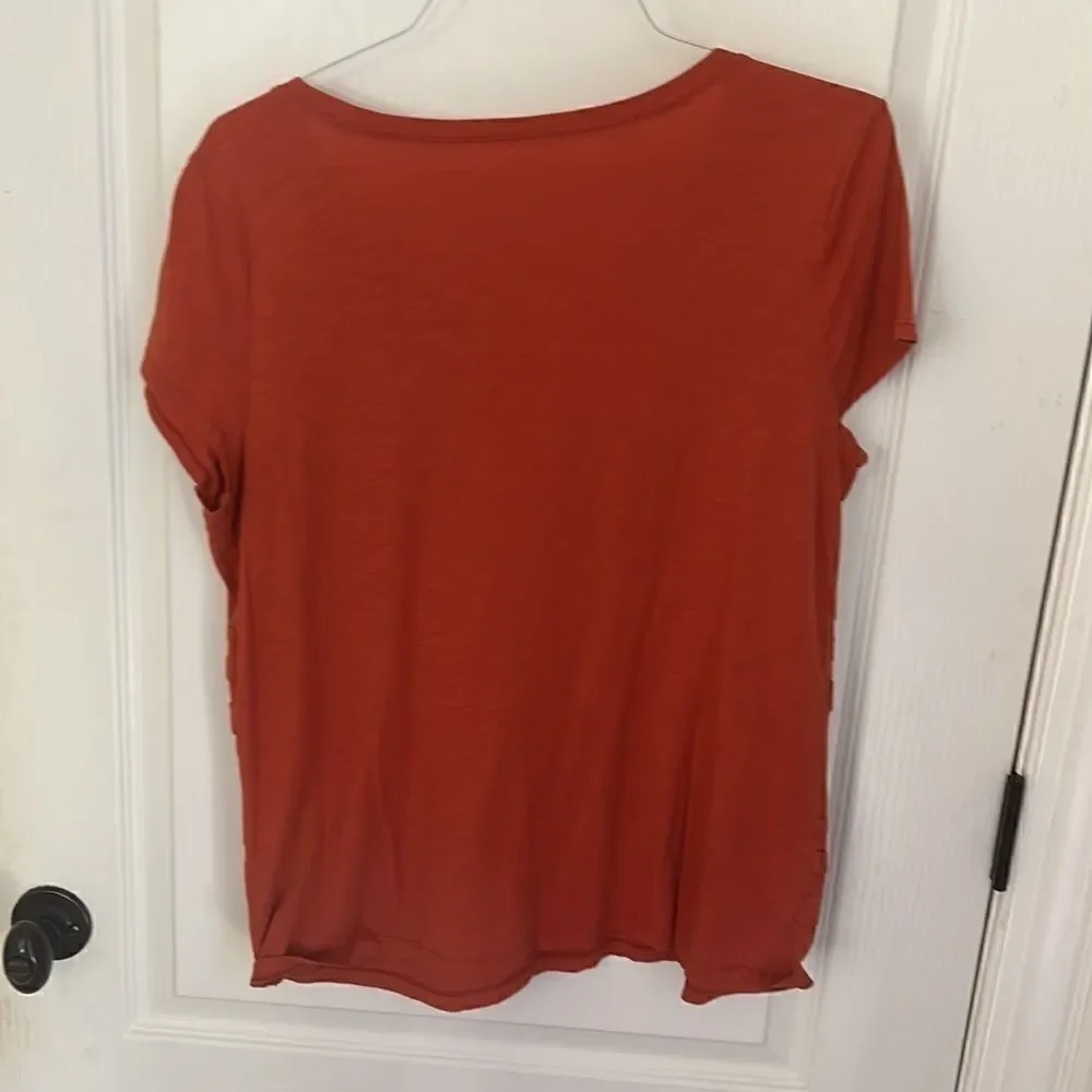 ☀️ Ann Taylor Loft Burnt Pumpkin Orange Ruffle Front Top ☀️